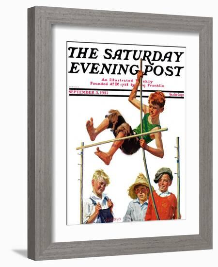 "Pole Vault," Saturday Evening Post Cover, September 3, 1927-George Brehm-Framed Giclee Print