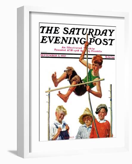 "Pole Vault," Saturday Evening Post Cover, September 3, 1927-George Brehm-Framed Giclee Print