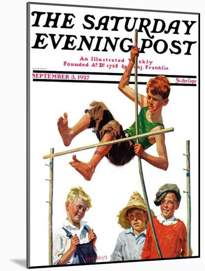 "Pole Vault," Saturday Evening Post Cover, September 3, 1927-George Brehm-Mounted Giclee Print