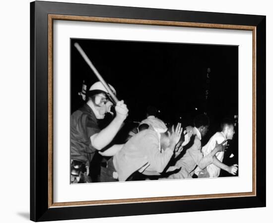 Police Club Demonstrators in Harlem on July 20, 1964-null-Framed Photo