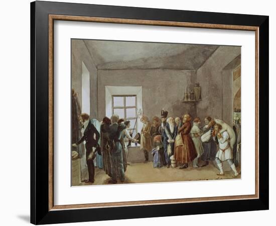 Police Commissary's Reception Room the Night before a Holiday, 1837-Pavel Andreyevich Fedotov-Framed Giclee Print