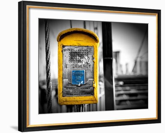 Police Emergency Call Box on the Walkway of the Brooklyn Bridge in New York City-Philippe Hugonnard-Framed Photographic Print