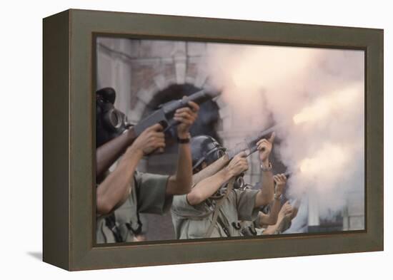 Police Fire Tear Gas at Protestors by Kowloon Court House, Hong Kong-Co Rentmeester-Framed Premier Image Canvas