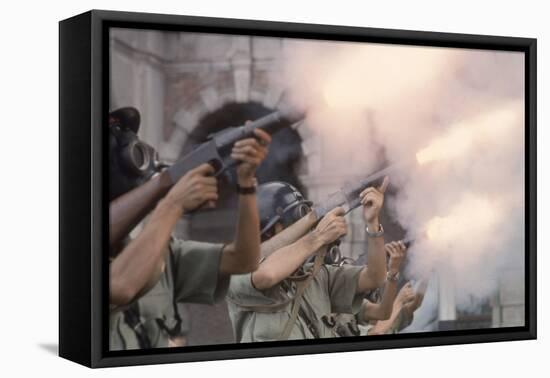 Police Fire Tear Gas at Protestors by Kowloon Court House, Hong Kong-Co Rentmeester-Framed Premier Image Canvas