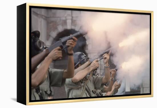 Police Fire Tear Gas at Protestors by Kowloon Court House, Hong Kong-Co Rentmeester-Framed Premier Image Canvas