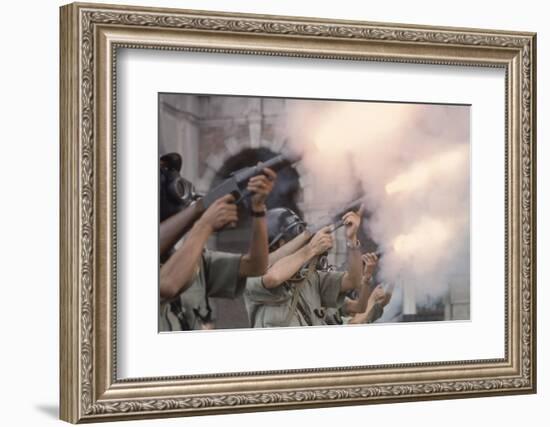 Police Fire Tear Gas at Protestors by Kowloon Court House, Hong Kong-Co Rentmeester-Framed Photographic Print