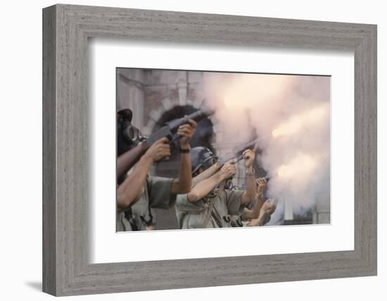 Police Fire Tear Gas at Protestors by Kowloon Court House, Hong Kong-Co Rentmeester-Framed Photographic Print