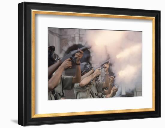 Police Fire Tear Gas at Protestors by Kowloon Court House, Hong Kong-Co Rentmeester-Framed Photographic Print