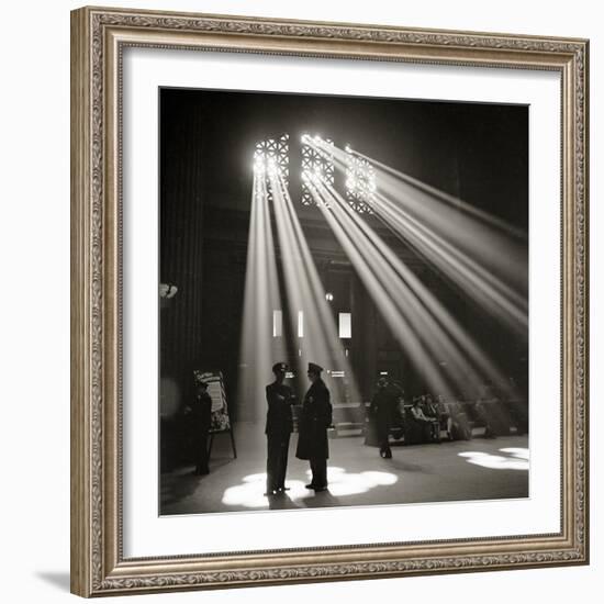Police in Waiting Room of the Union Station, Chicago-null-Framed Photographic Print
