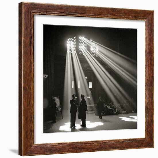 Police in Waiting Room of the Union Station, Chicago-null-Framed Photographic Print