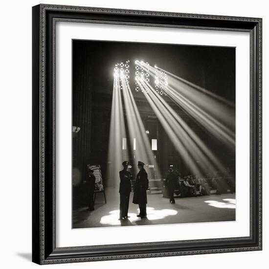 Police in Waiting Room of the Union Station, Chicago-null-Framed Photographic Print