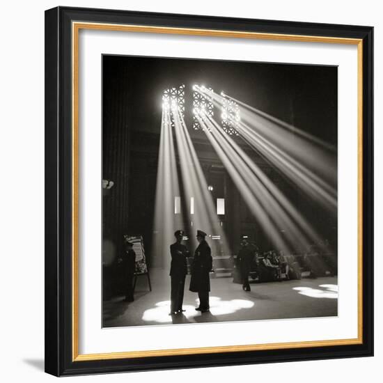Police in Waiting Room of the Union Station, Chicago--Framed Photographic Print