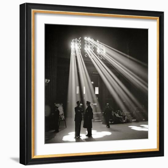 Police in Waiting Room of the Union Station, Chicago-null-Framed Photographic Print