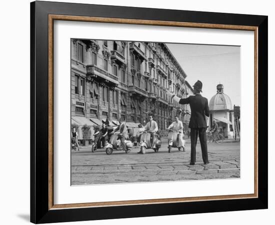 Police Officer Directing Traffic-Dmitri Kessel-Framed Photographic Print