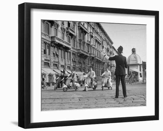 Police Officer Directing Traffic-Dmitri Kessel-Framed Photographic Print