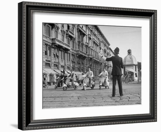 Police Officer Directing Traffic-Dmitri Kessel-Framed Photographic Print