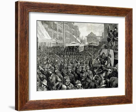 Police Officers Dispersing the Strike of Employees of Streetcar in New York, March 4, 1886. Engravi-Tarker-Framed Photographic Print