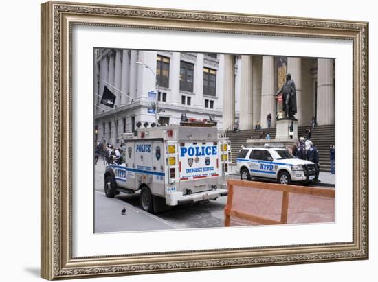 Police on Wall Street, New York.-Mark Williamson-Framed Photographic Print