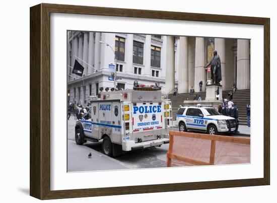 Police on Wall Street, New York.-Mark Williamson-Framed Photographic Print