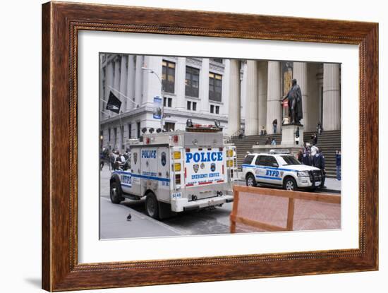 Police on Wall Street, New York.-Mark Williamson-Framed Photographic Print