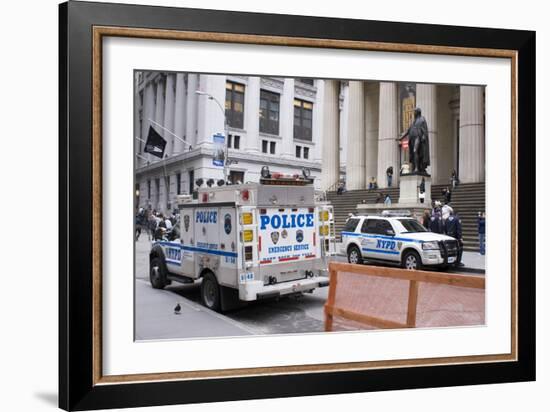 Police on Wall Street, New York.-Mark Williamson-Framed Photographic Print