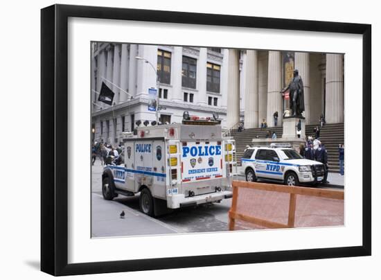 Police on Wall Street, New York.-Mark Williamson-Framed Photographic Print