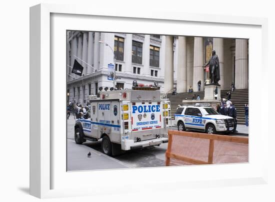 Police on Wall Street, New York.-Mark Williamson-Framed Photographic Print