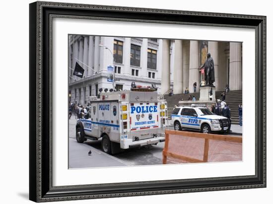 Police on Wall Street, New York.-Mark Williamson-Framed Photographic Print