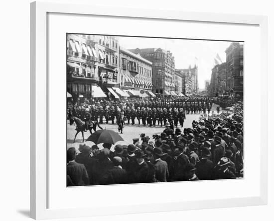 Police Parade Through Streets of New York-null-Framed Photo