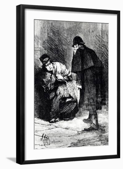 Police Questioning Homeless Person in Course of Investigation for Crimes of Jack Ripper-null-Framed Giclee Print