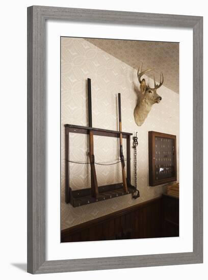 Police Station Gun Rack, Old Cowtown Museum, Wichita, Kansas, USA-Walter Bibikow-Framed Photographic Print