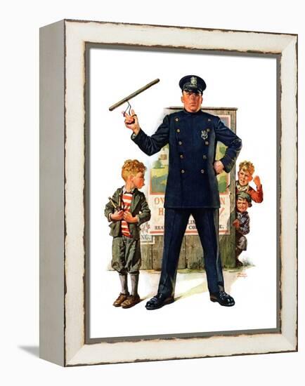 "Policeman and Boy with Slingshot,"March 15, 1930-Frederic Stanley-Framed Premier Image Canvas