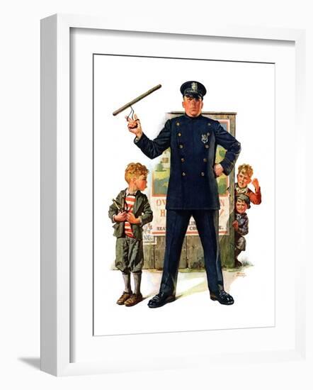 "Policeman and Boy with Slingshot,"March 15, 1930-Frederic Stanley-Framed Giclee Print