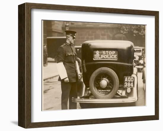 Policeman and Police Car-null-Framed Photographic Print