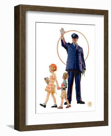 "Policeman and School Children,"October 3, 1931-Joseph Christian Leyendecker-Framed Giclee Print