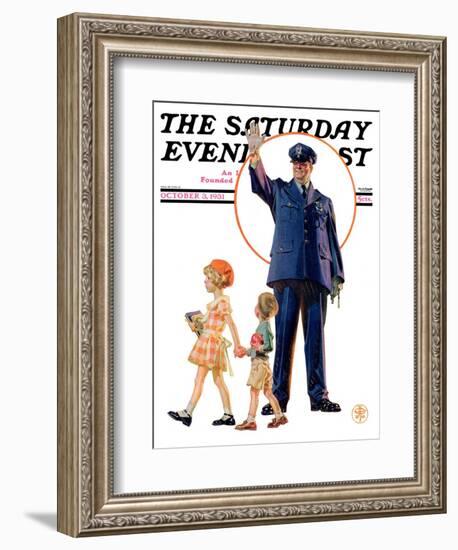 "Policeman and School Children," Saturday Evening Post Cover, October 3, 1931-Joseph Christian Leyendecker-Framed Giclee Print