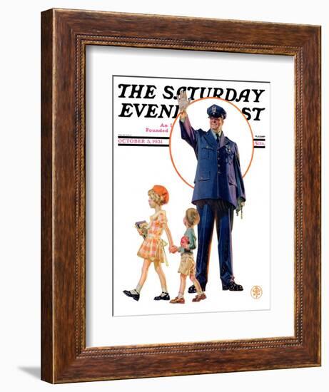 "Policeman and School Children," Saturday Evening Post Cover, October 3, 1931-Joseph Christian Leyendecker-Framed Giclee Print