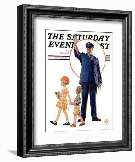 "Policeman and School Children," Saturday Evening Post Cover, October 3, 1931-Joseph Christian Leyendecker-Framed Giclee Print