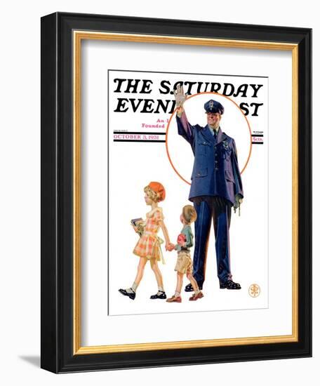 "Policeman and School Children," Saturday Evening Post Cover, October 3, 1931-Joseph Christian Leyendecker-Framed Giclee Print