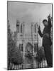 Policeman Directing Traffic in Front of the Reims Cathedral-Nat Farbman-Mounted Photographic Print