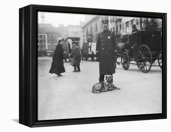 Policeman with Dog-null-Framed Premier Image Canvas