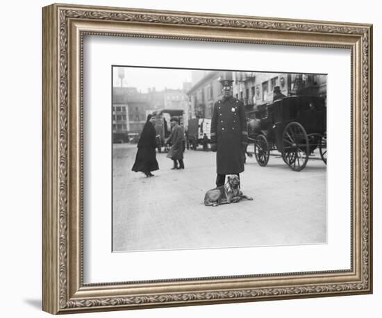 Policeman with Dog-null-Framed Photographic Print