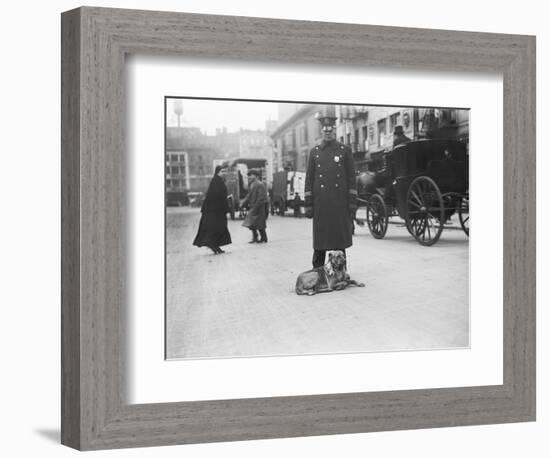 Policeman with Dog-null-Framed Photographic Print