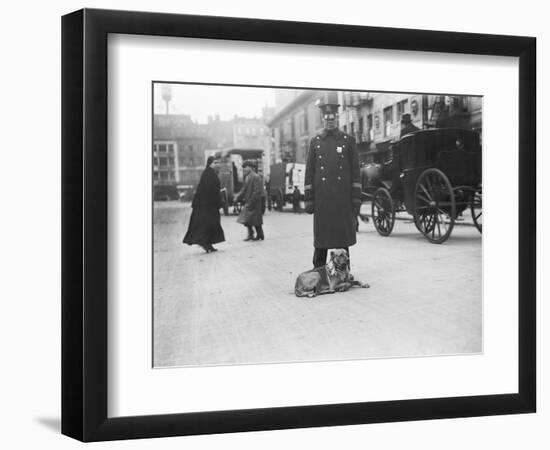 Policeman with Dog-null-Framed Photographic Print