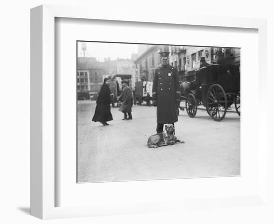 Policeman with Dog-null-Framed Photographic Print