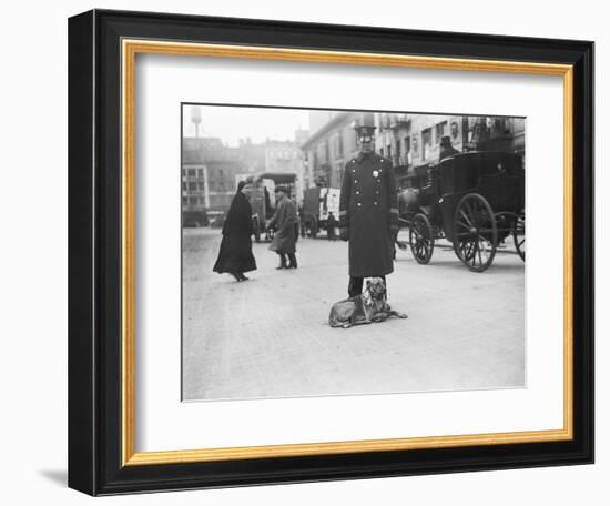 Policeman with Dog-null-Framed Photographic Print