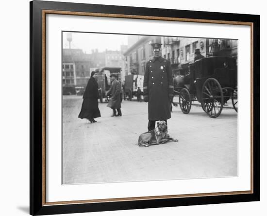 Policeman with Dog-null-Framed Photographic Print