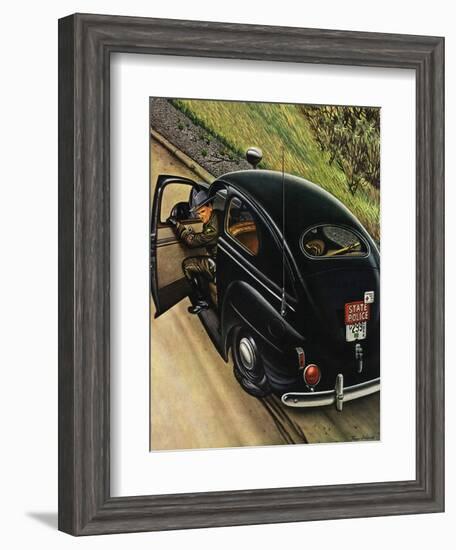 "Policeman with Flat Tire," March 24, 1945-Stevan Dohanos-Framed Giclee Print