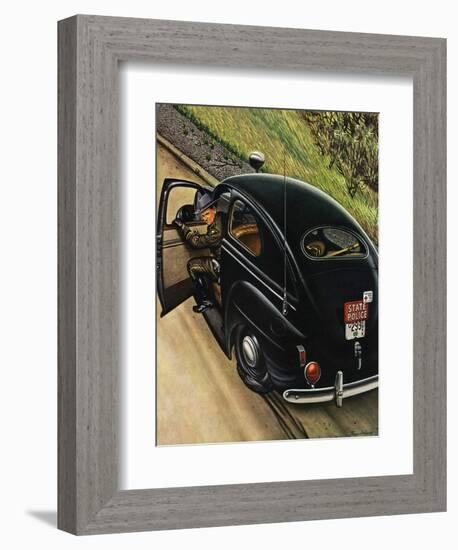 "Policeman with Flat Tire," March 24, 1945-Stevan Dohanos-Framed Giclee Print