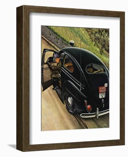 "Policeman with Flat Tire," March 24, 1945-Stevan Dohanos-Framed Giclee Print